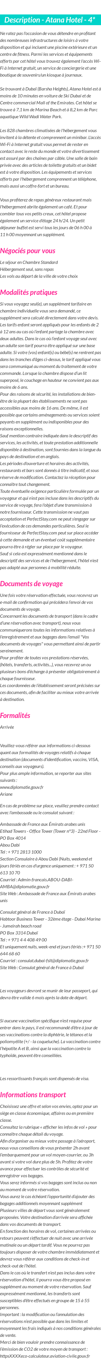 Détails du séjour