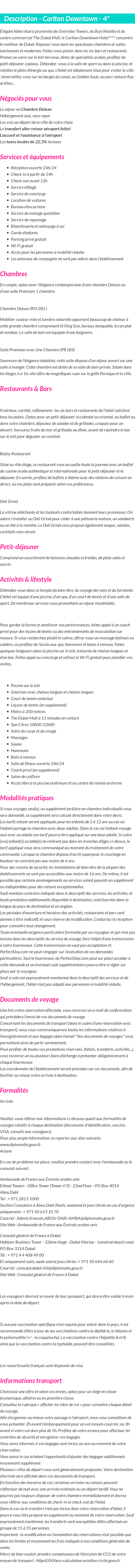 Détails du séjour