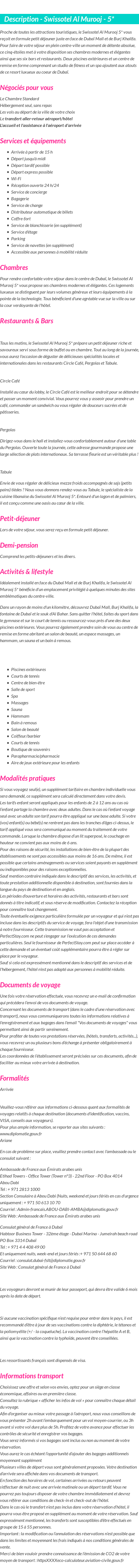 Détails du séjour