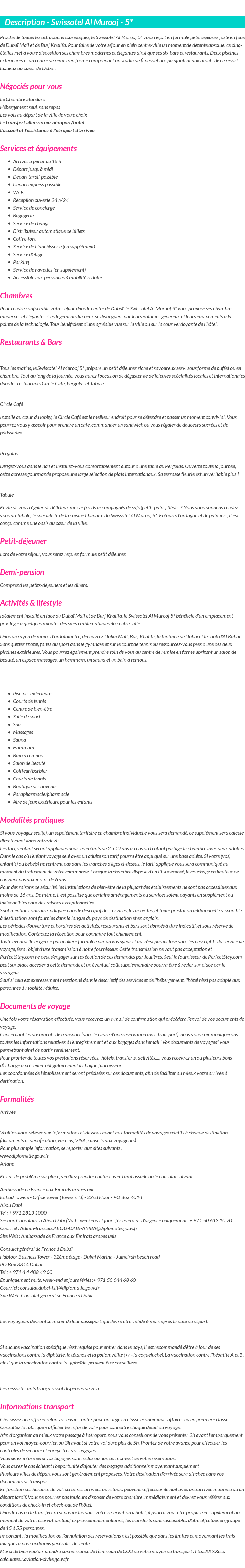 Détails du séjour