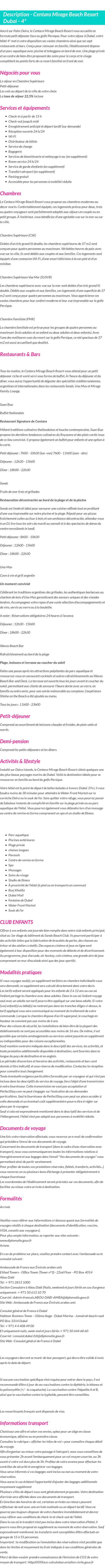 Détails du séjour