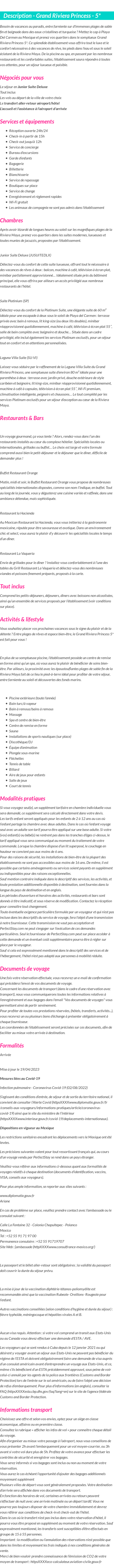 Détails du séjour