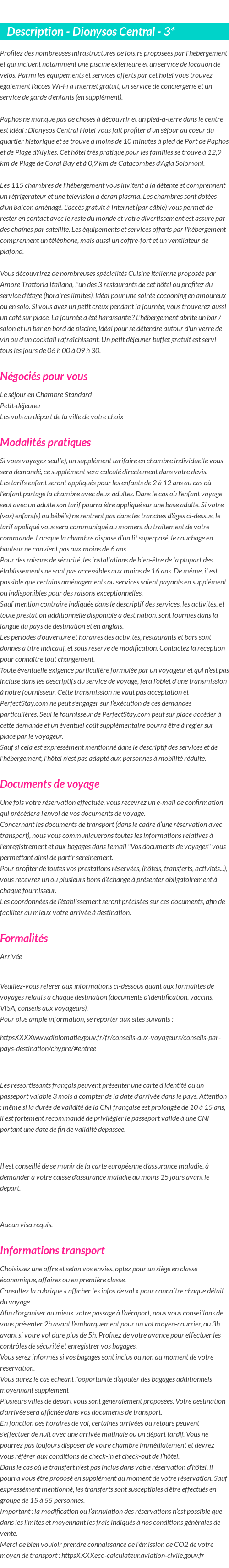 Détails du séjour