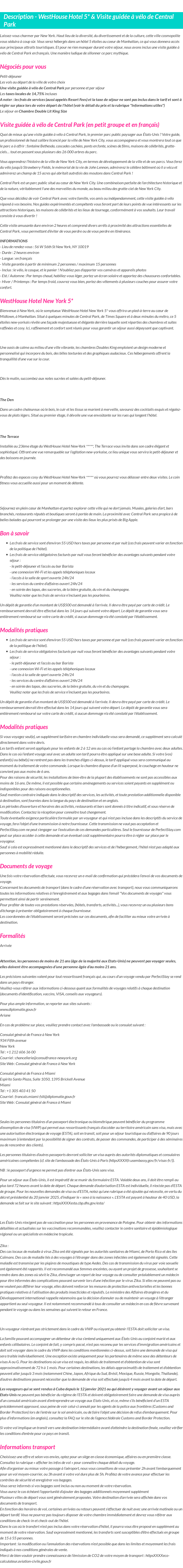 Détails du séjour