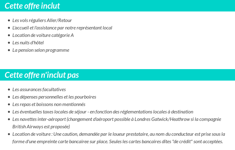 Conditions tarifaires