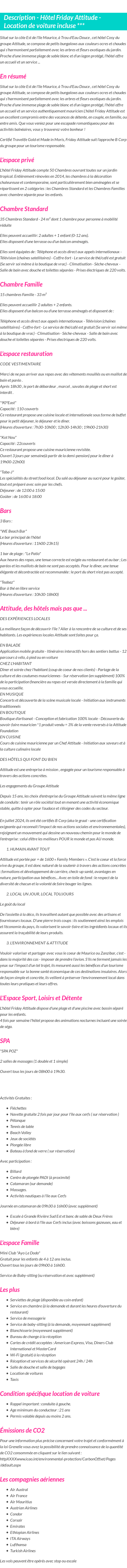 Détails du séjour