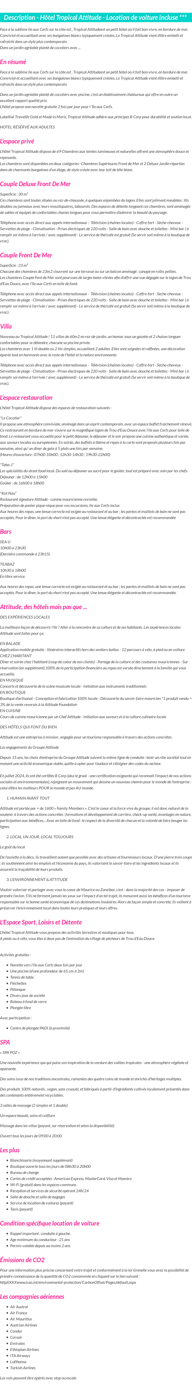 Détails du séjour