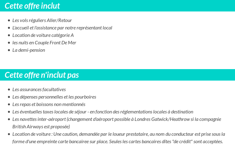 Conditions tarifaires