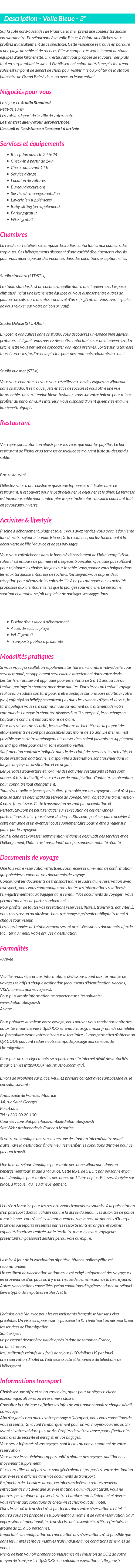 Détails du séjour