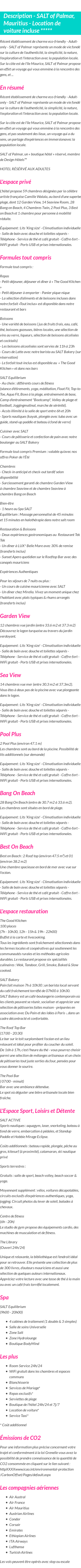 Détails du séjour