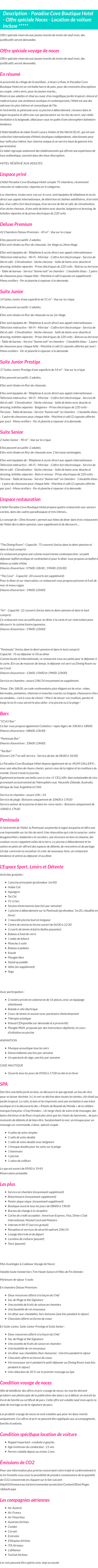 Détails du séjour