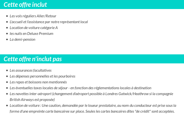 Conditions tarifaires
