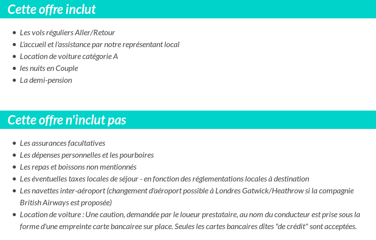 Conditions tarifaires