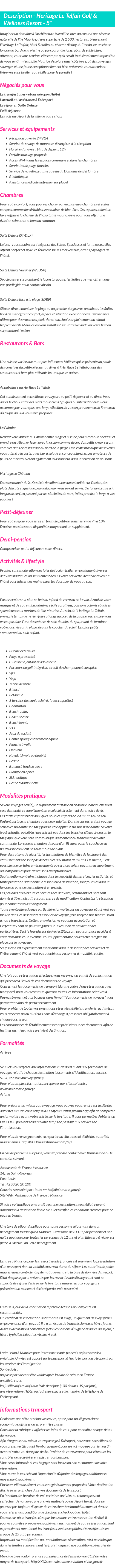 Détails du séjour