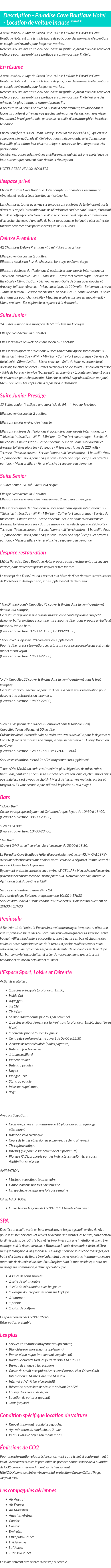 Détails du séjour