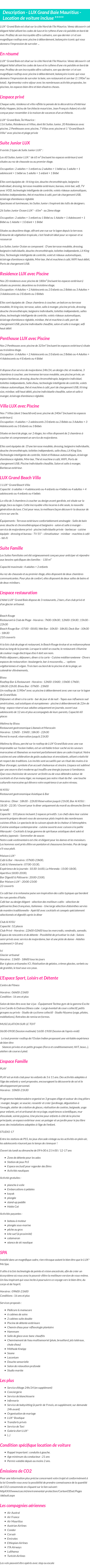 Détails du séjour