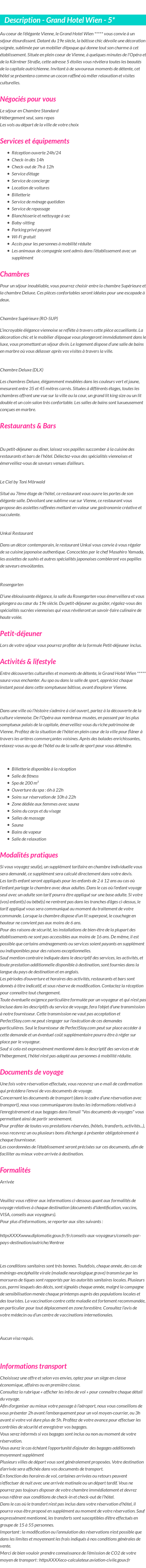 Détails du séjour
