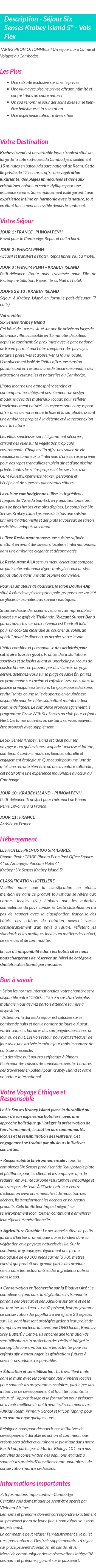 Détails du séjour