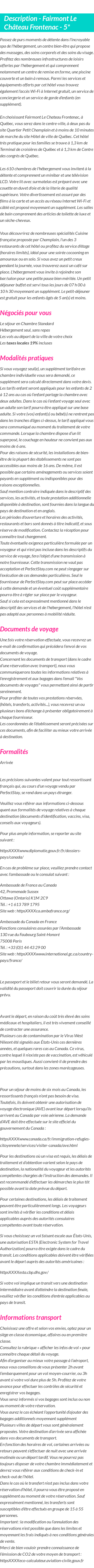 Détails du séjour