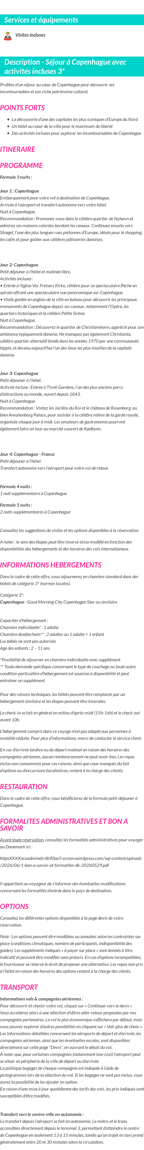 Détails du séjour