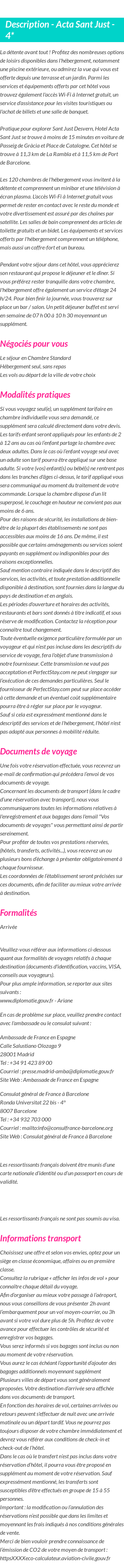 Détails du séjour