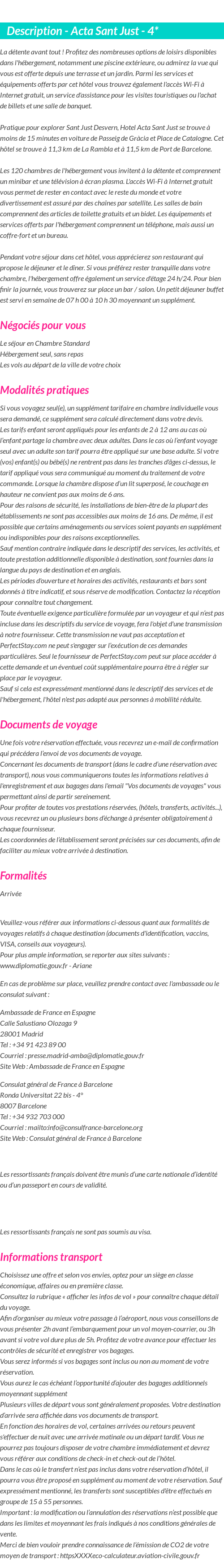Détails du séjour