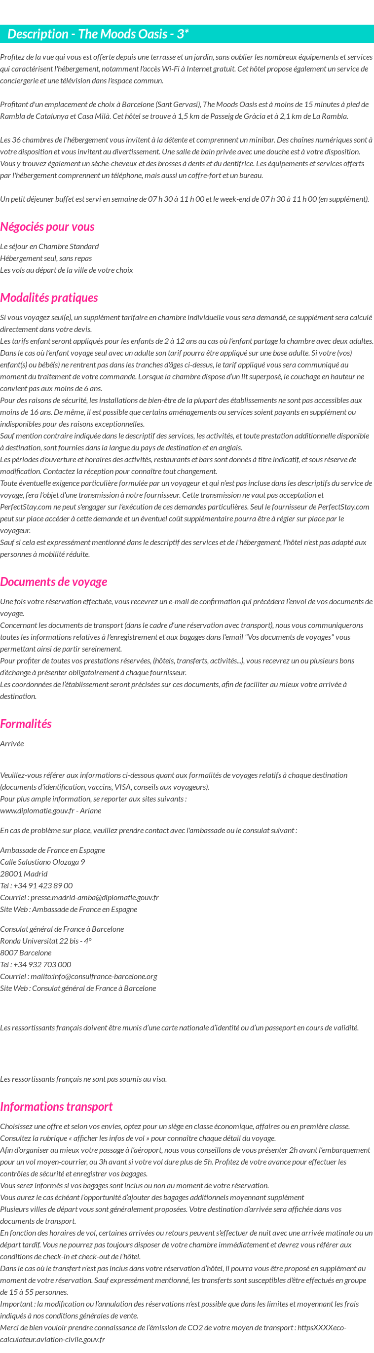 Détails du séjour