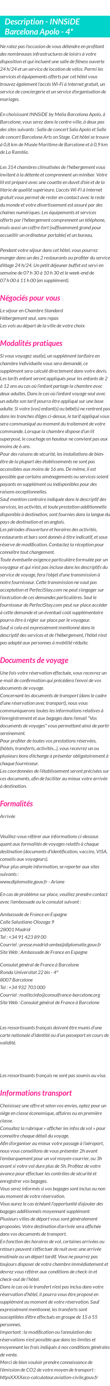 Détails du séjour