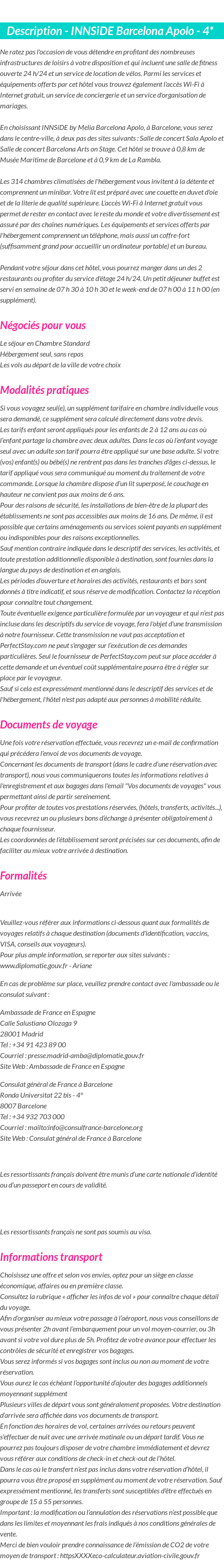 Détails du séjour