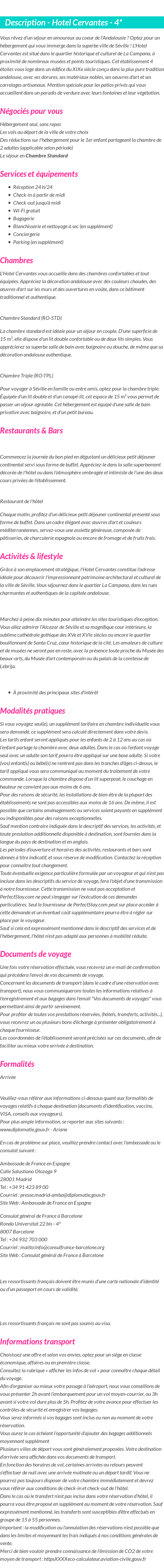 Détails du séjour