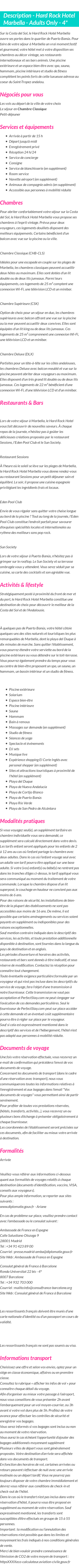 Détails du séjour