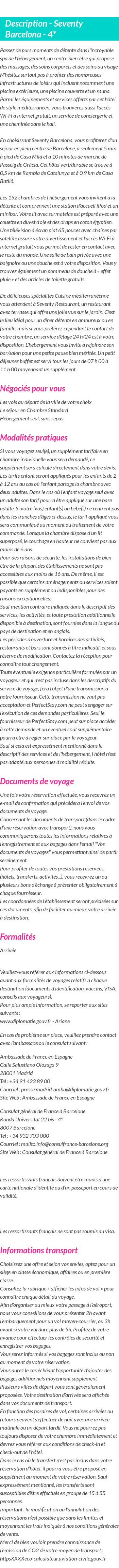 Détails du séjour