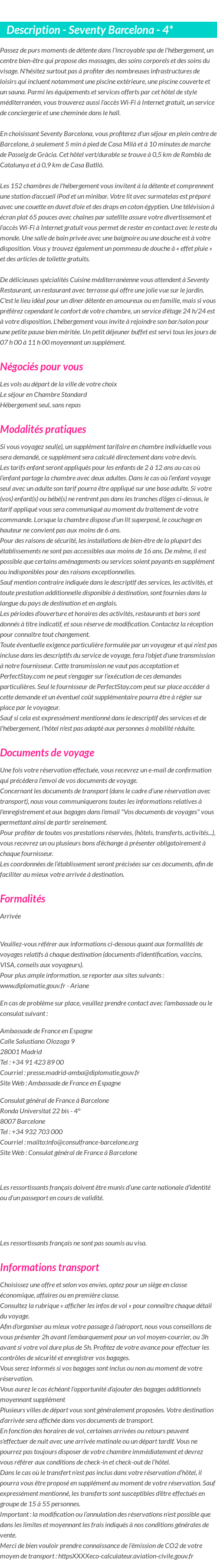 Détails du séjour