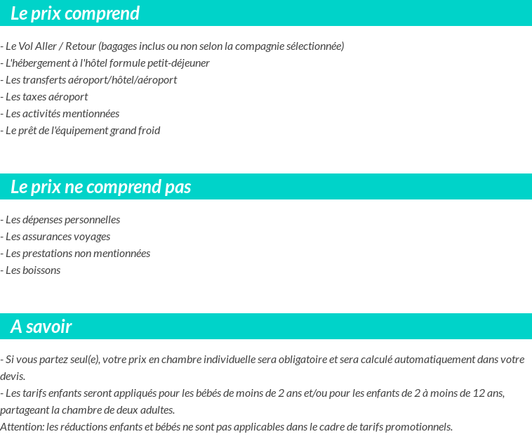 Conditions tarifaires
