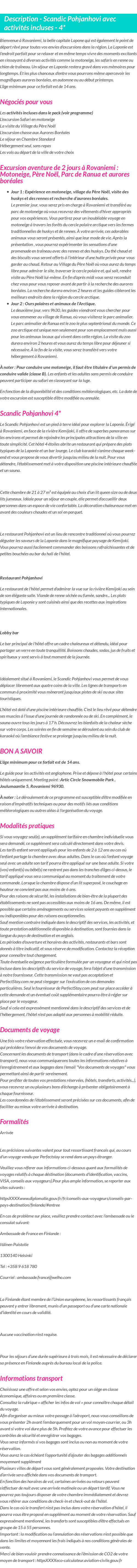 Détails du séjour