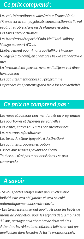 Conditions tarifaires