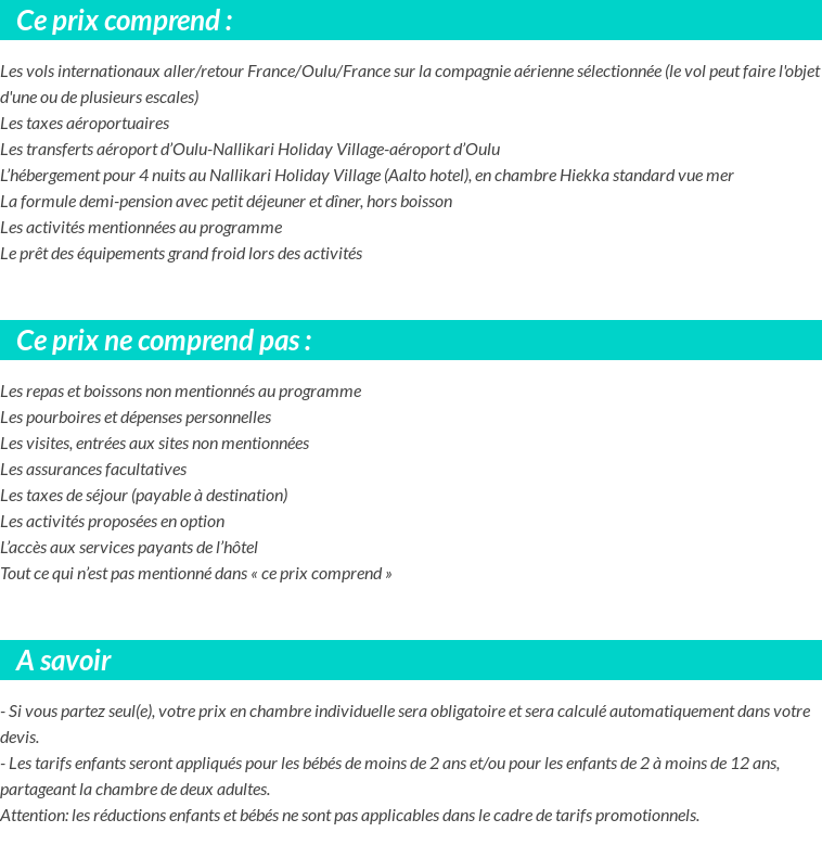 Conditions tarifaires
