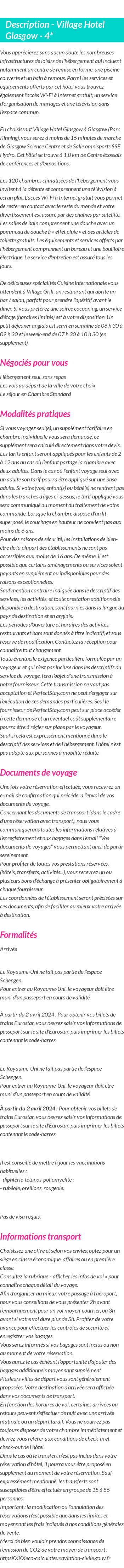 Détails du séjour