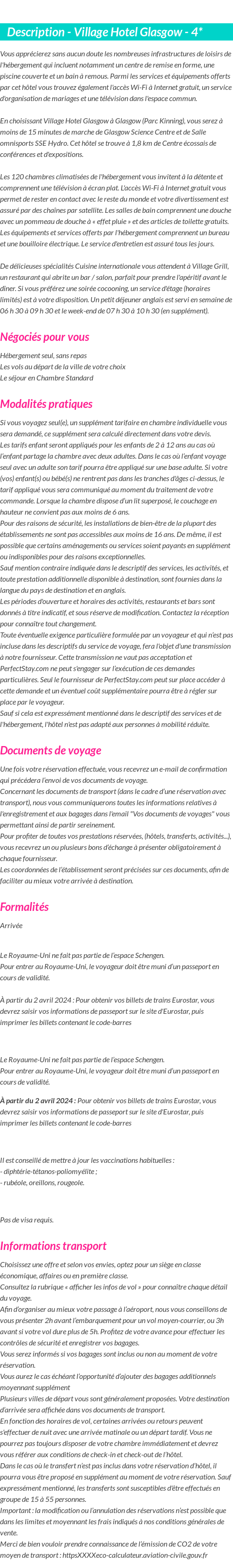 Détails du séjour