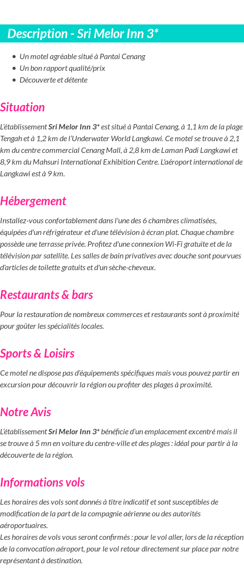 Détails du séjour