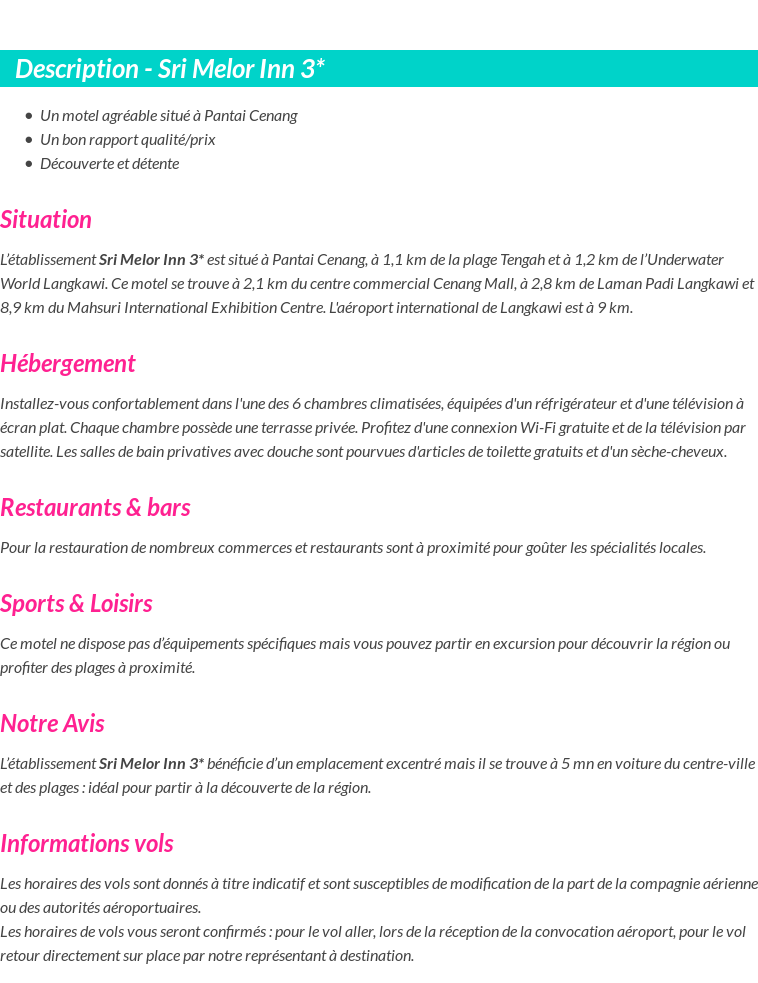 Détails du séjour