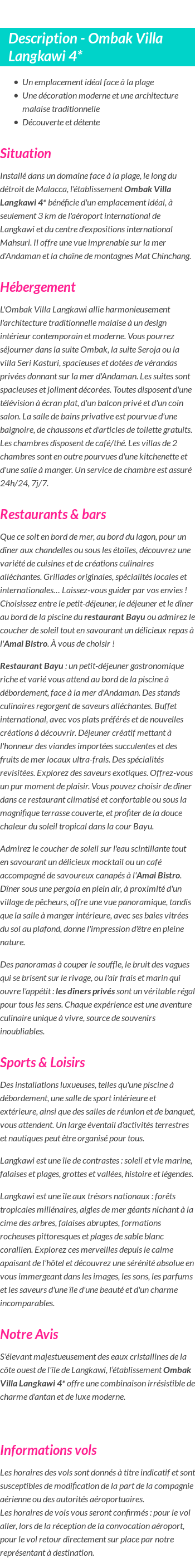 Détails du séjour