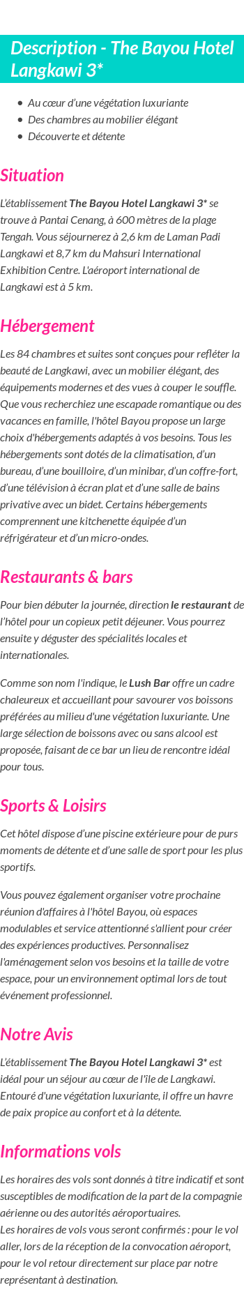 Détails du séjour