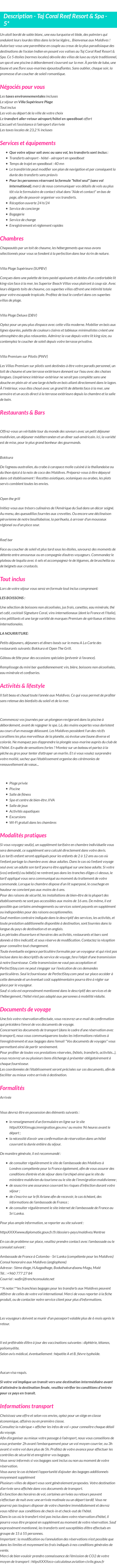 Détails du séjour