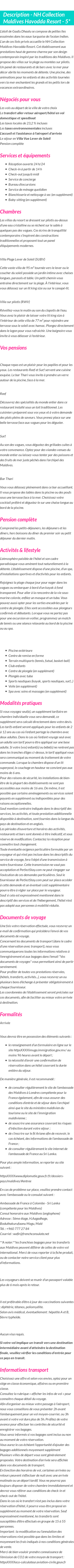 Détails du séjour