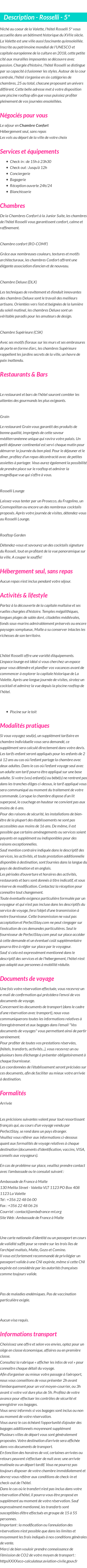 Détails du séjour
