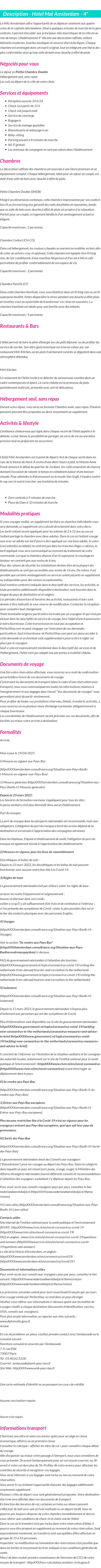 Détails du séjour