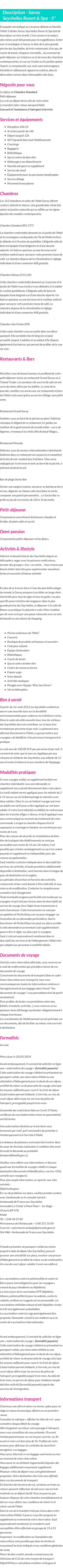 Détails du séjour