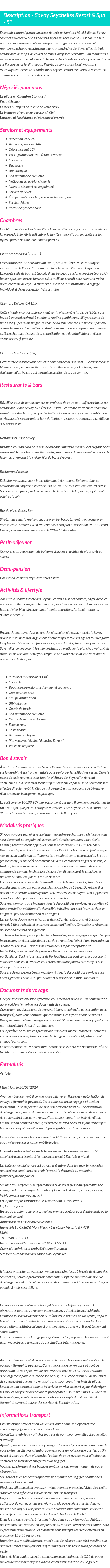 Détails du séjour