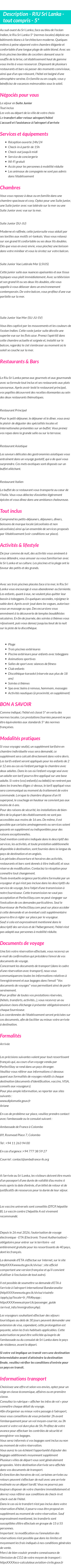 Détails du séjour